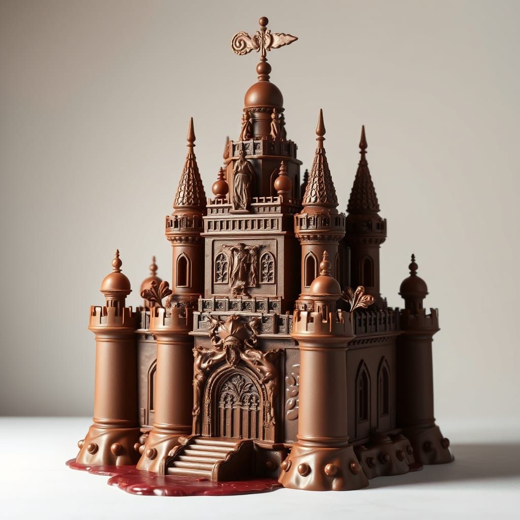 Melting Chocolate Castle: A Culinary Sculpture