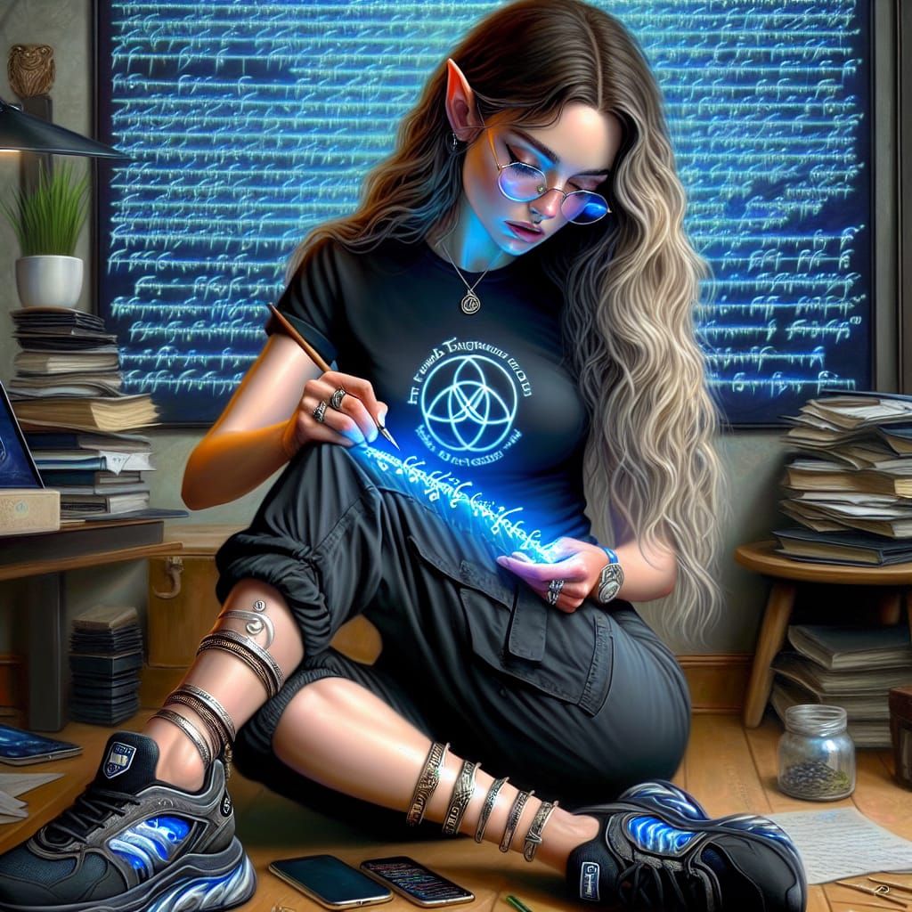 Elvish Student Cramming for Exam