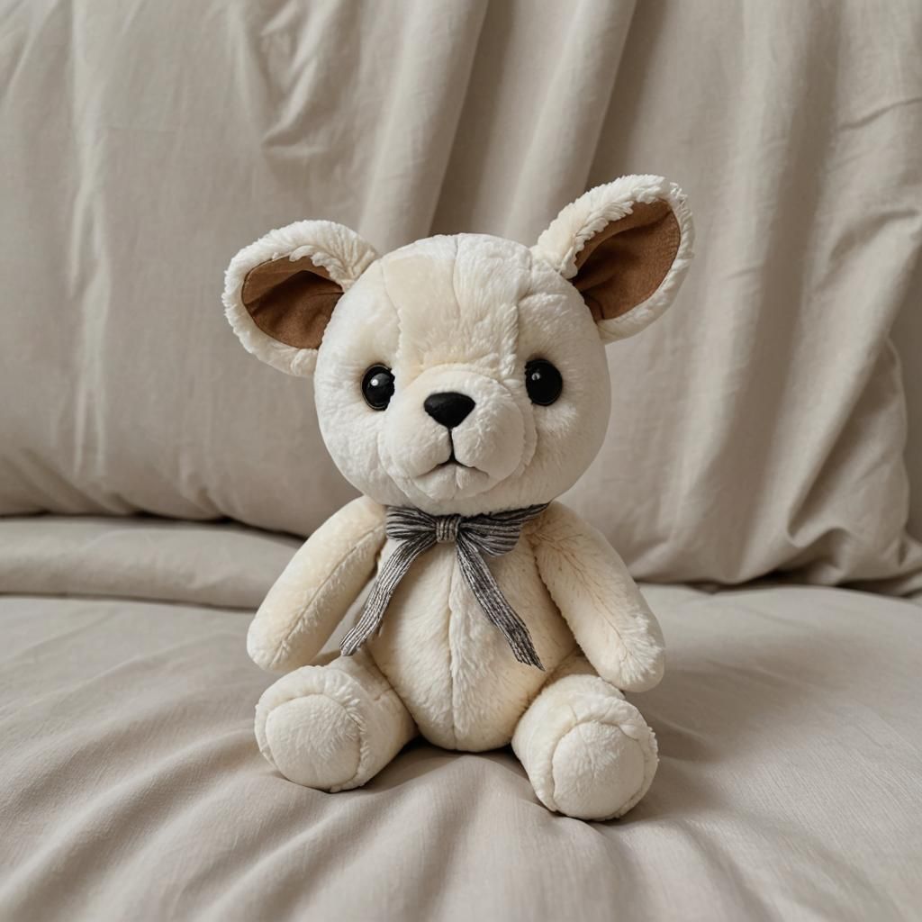 Cute Stuffed Animal Toy on a Bed