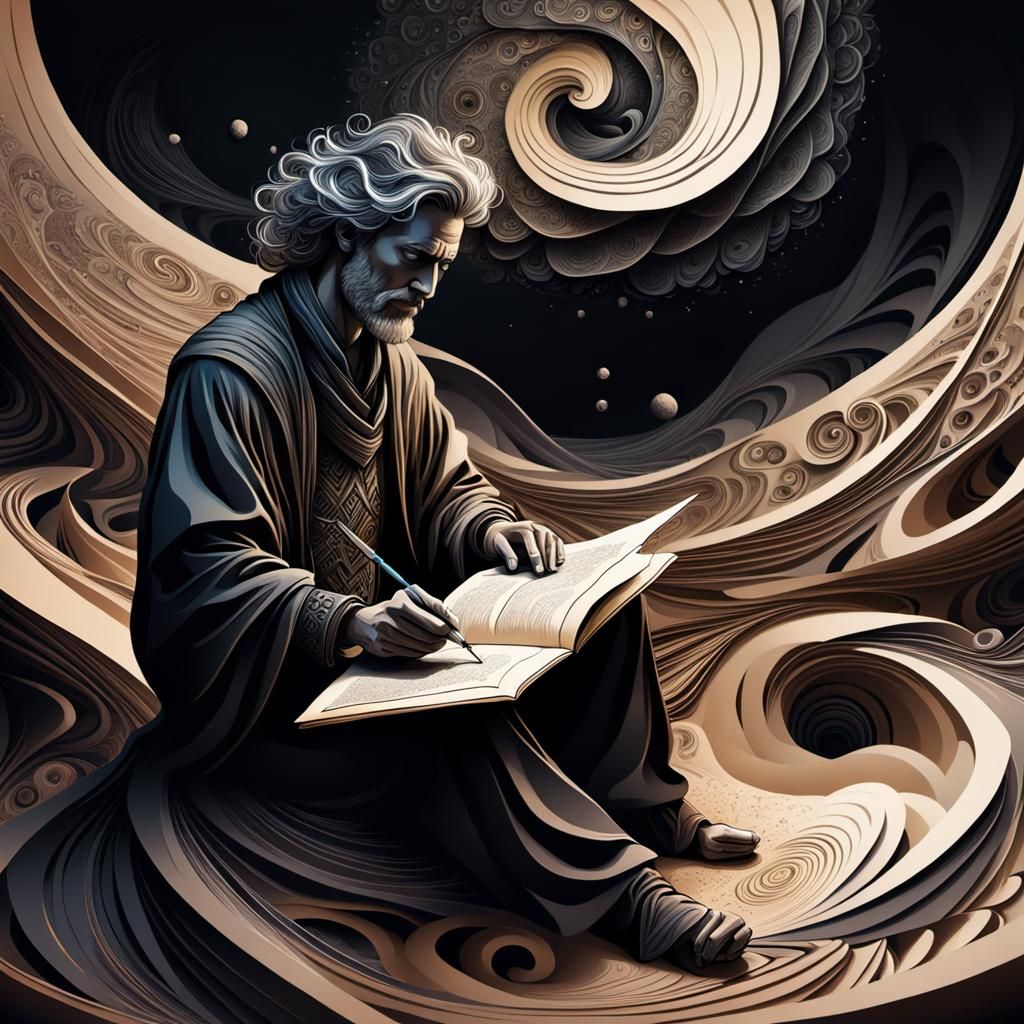 A Forlorn Figure in a Swirling Abyss