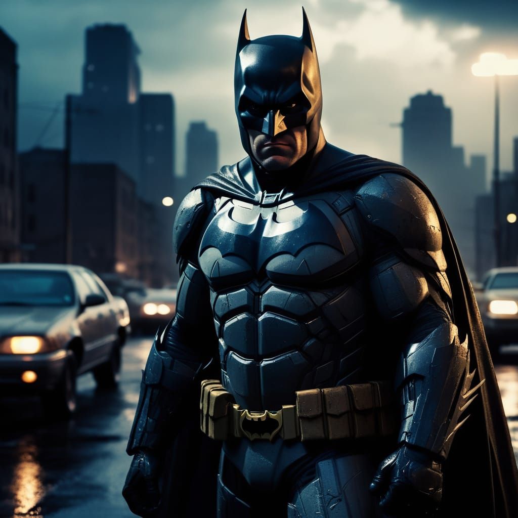 Batman in Dark, Gritty Futuristic Armor