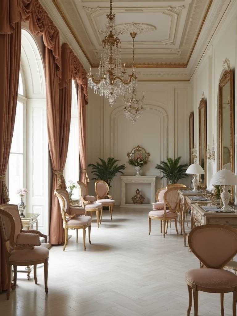Elegant Palladian Salon with Toile-de-Jouy Wallpaper