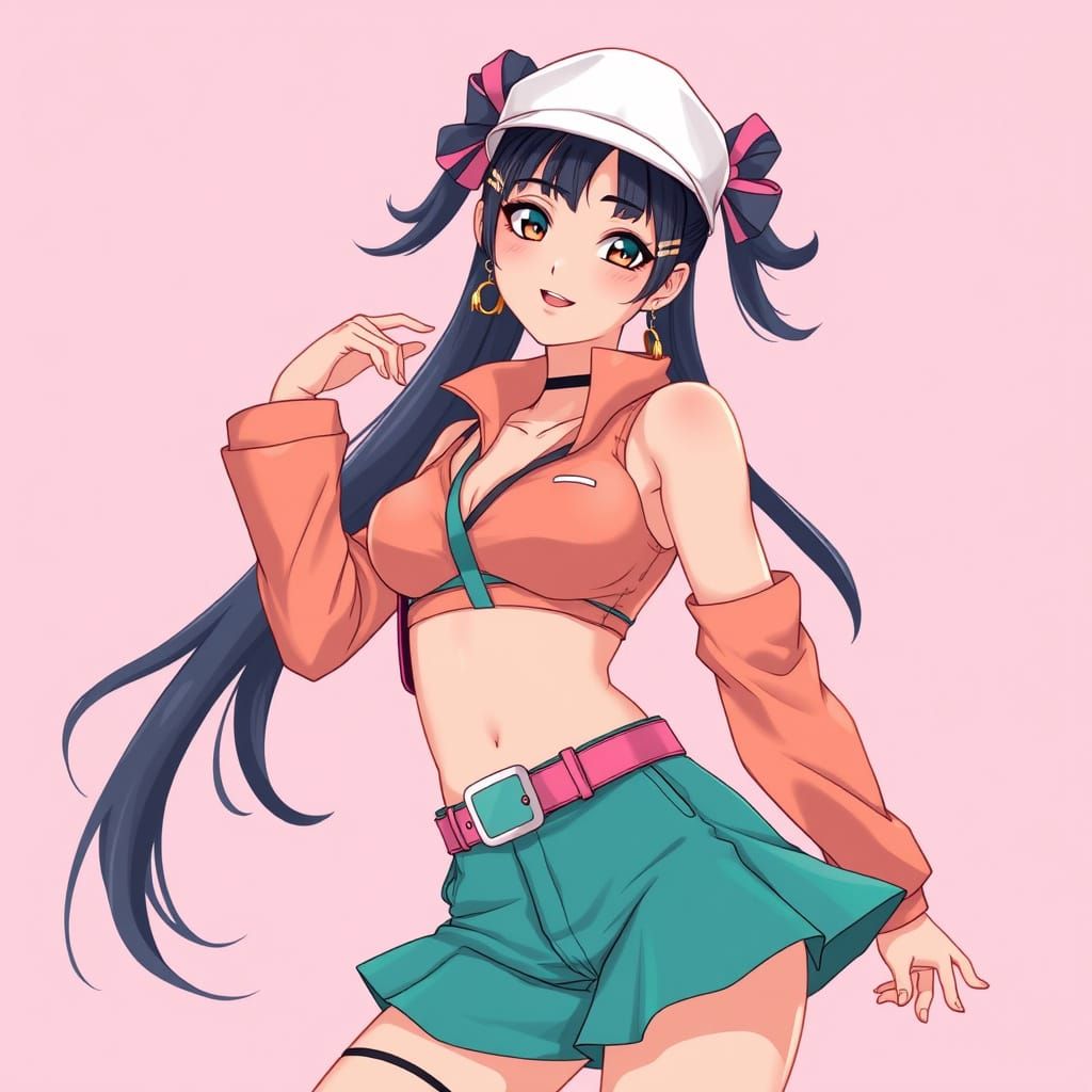 Jennie in Anime Style with Vibrant Outfit