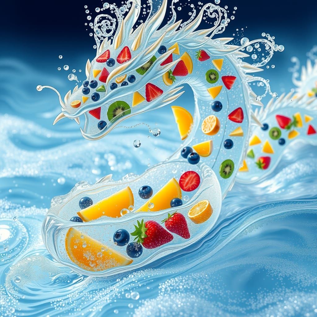 Effervescent Dragon Emerges from Soda Sea