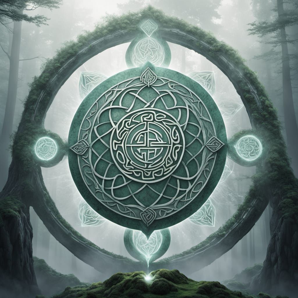 Celtic Knot Mandala in Marble with Tiger-Dragon