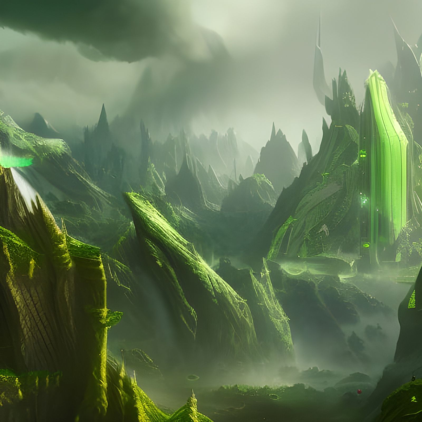 Polished Green Surface in Detailed Matte Style