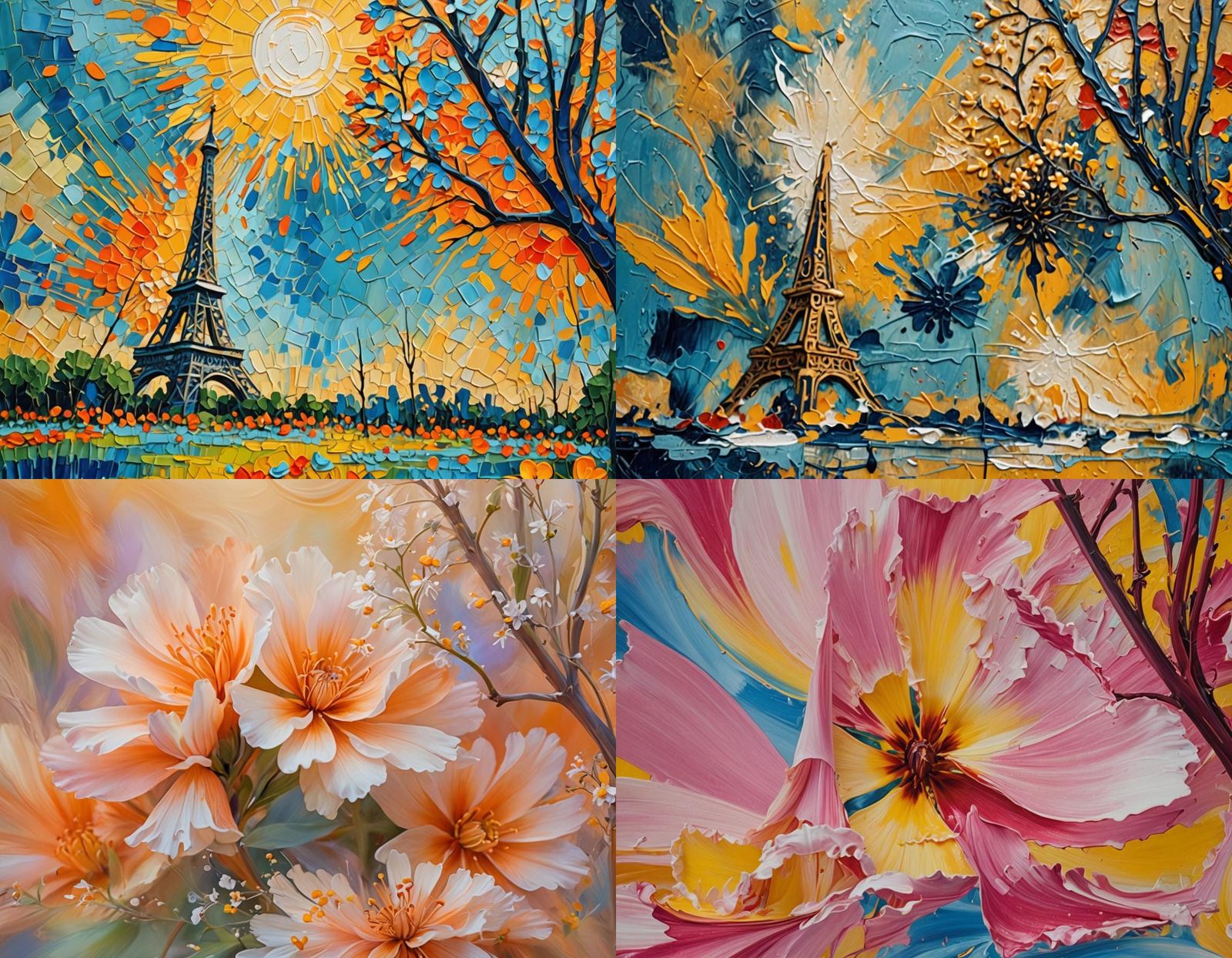 Abstract Flower Art in Complementary Colors