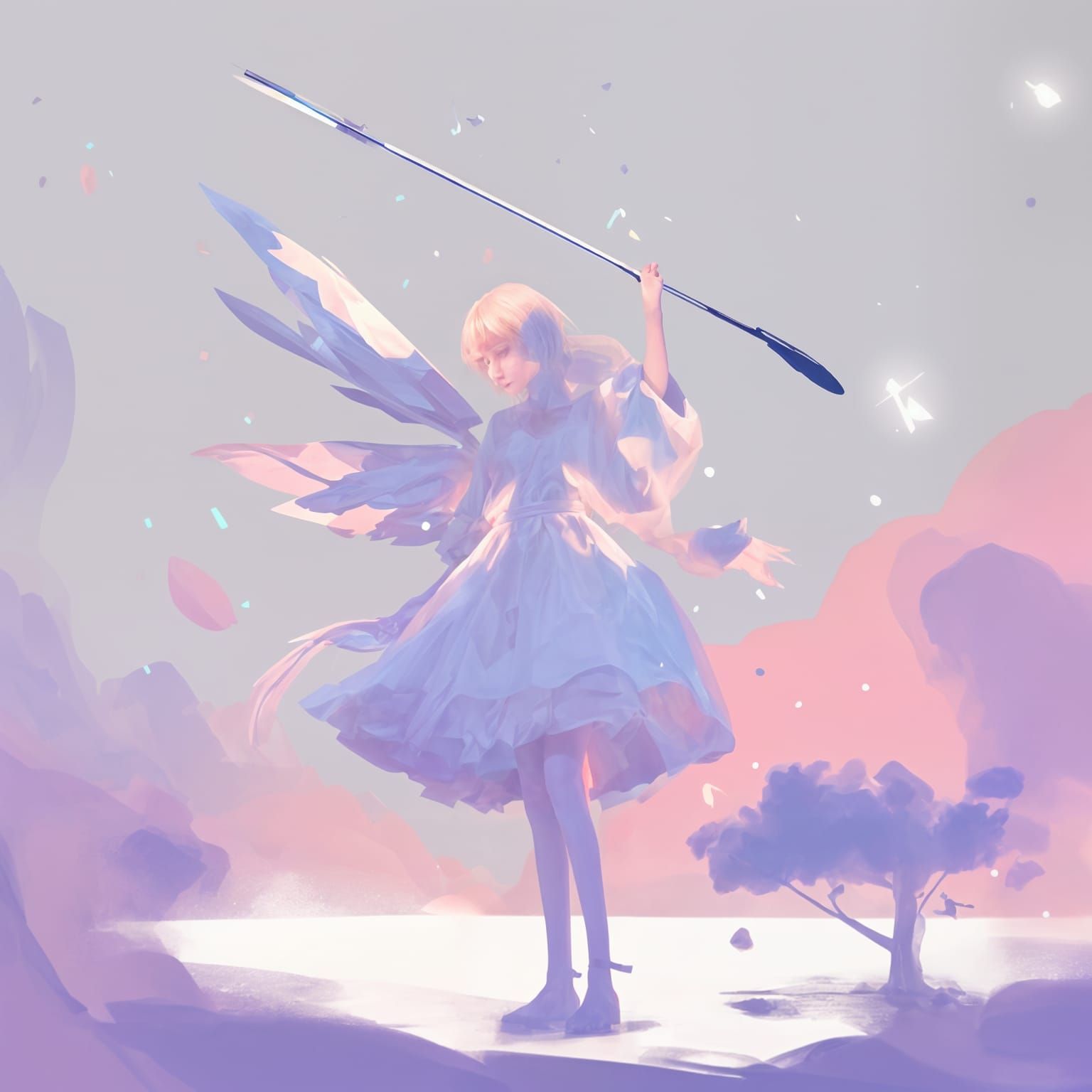 Minimalist Figure in Luminous Layers