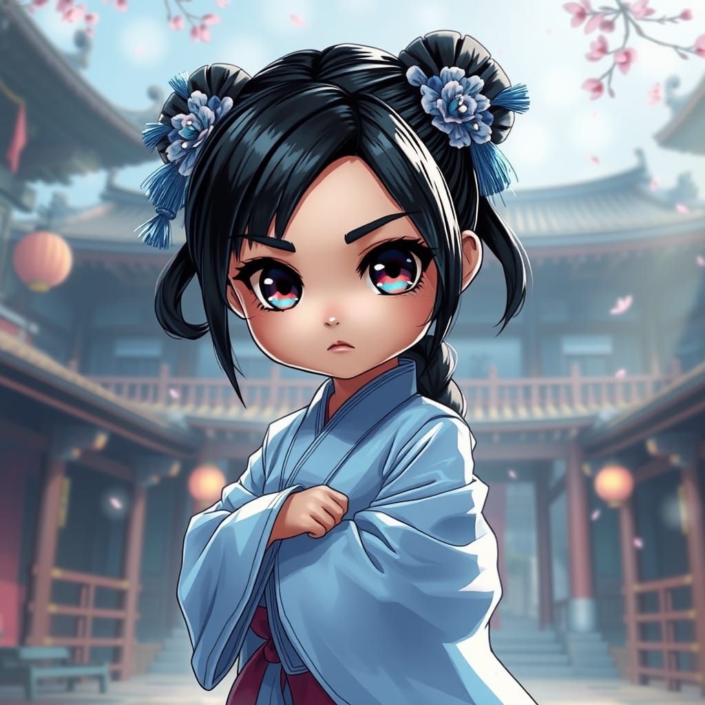 Chun Li Chibi in Ancient Japanese Temple