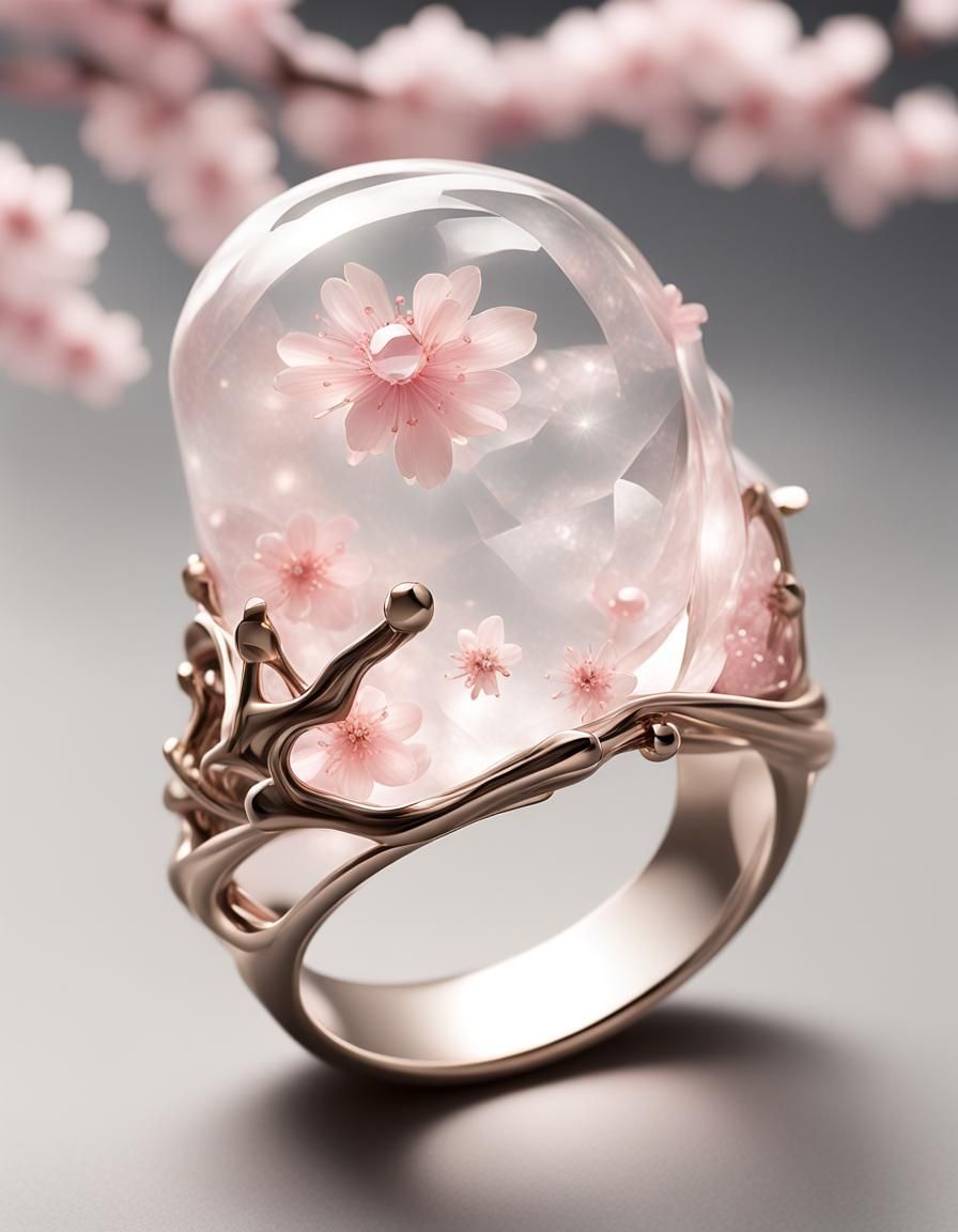 Crystal Clear Glowing Sakura ring