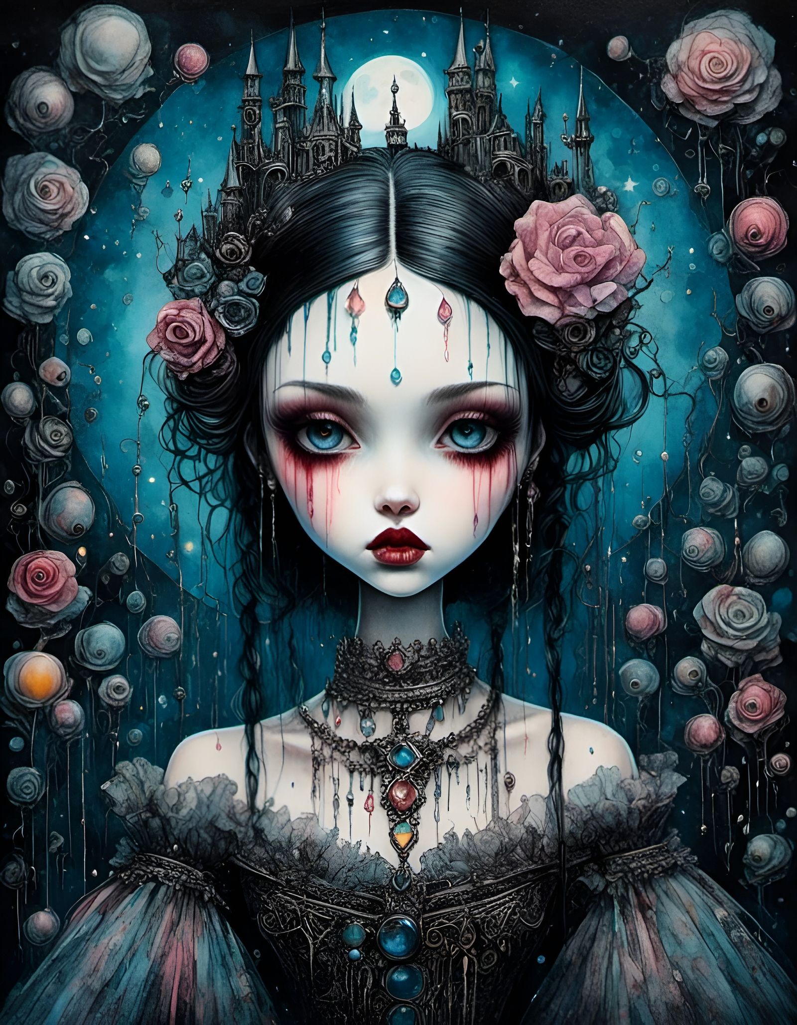 Watercolor Wednesday Adams Under Full Moon