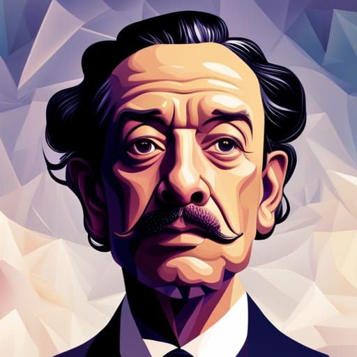 Dali's Surreal Moustache in Cubist Style