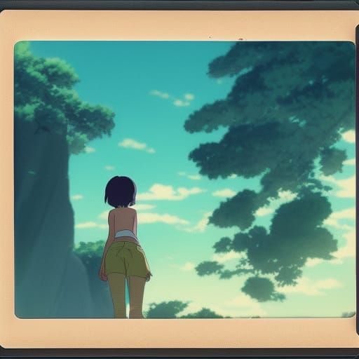 Anime-Style Polaroid of a Curvaceous Figure