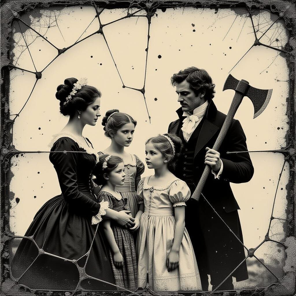 Disturbing Regency Family Portrait in Gothic Romantic Style