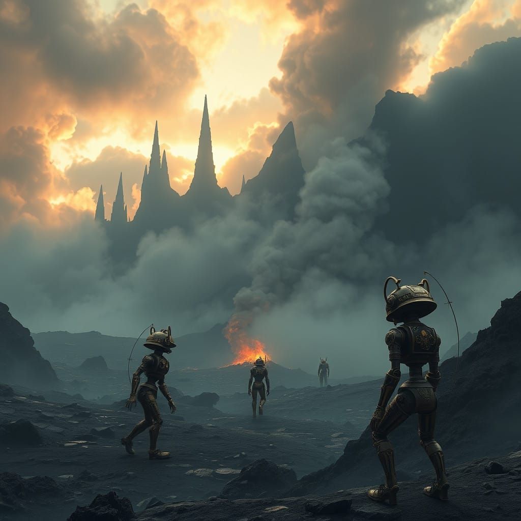 Mystical Fumarole Field in Twilight