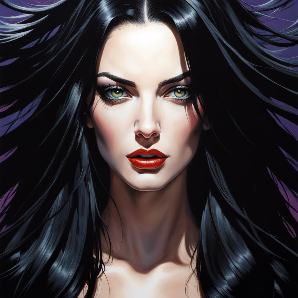 Noir Comic Portrait of a Beautiful Woman