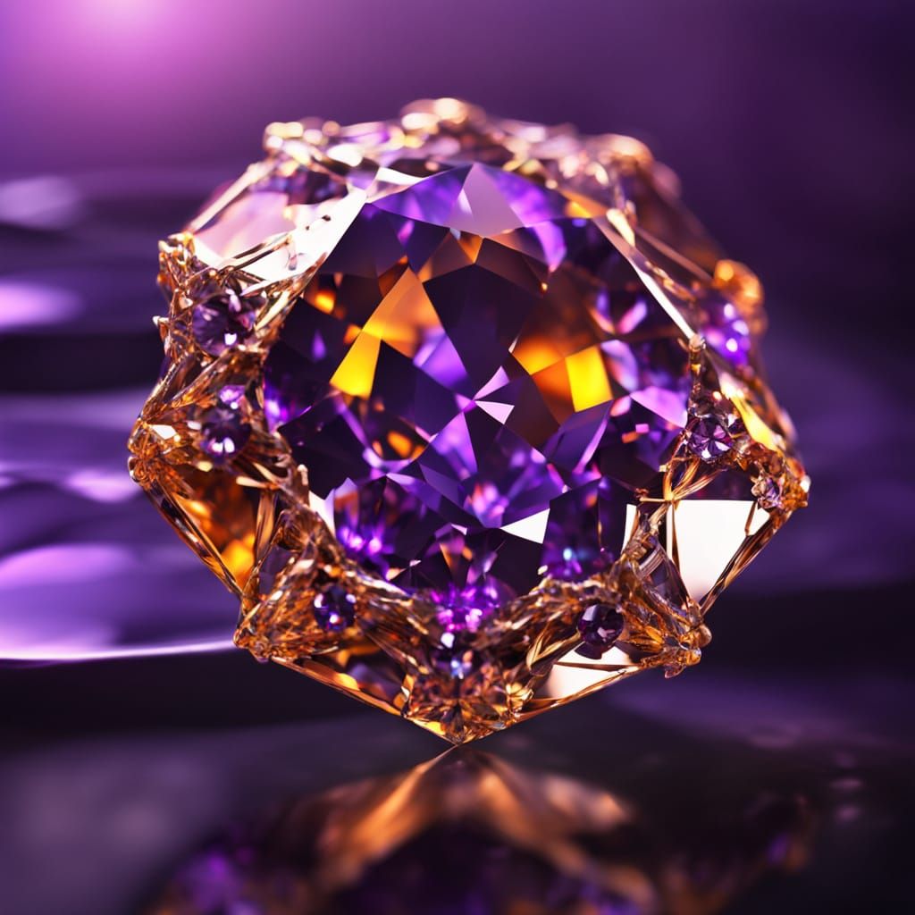 Luxurious Purple and Orange Diamond Jewelry in Close-Up