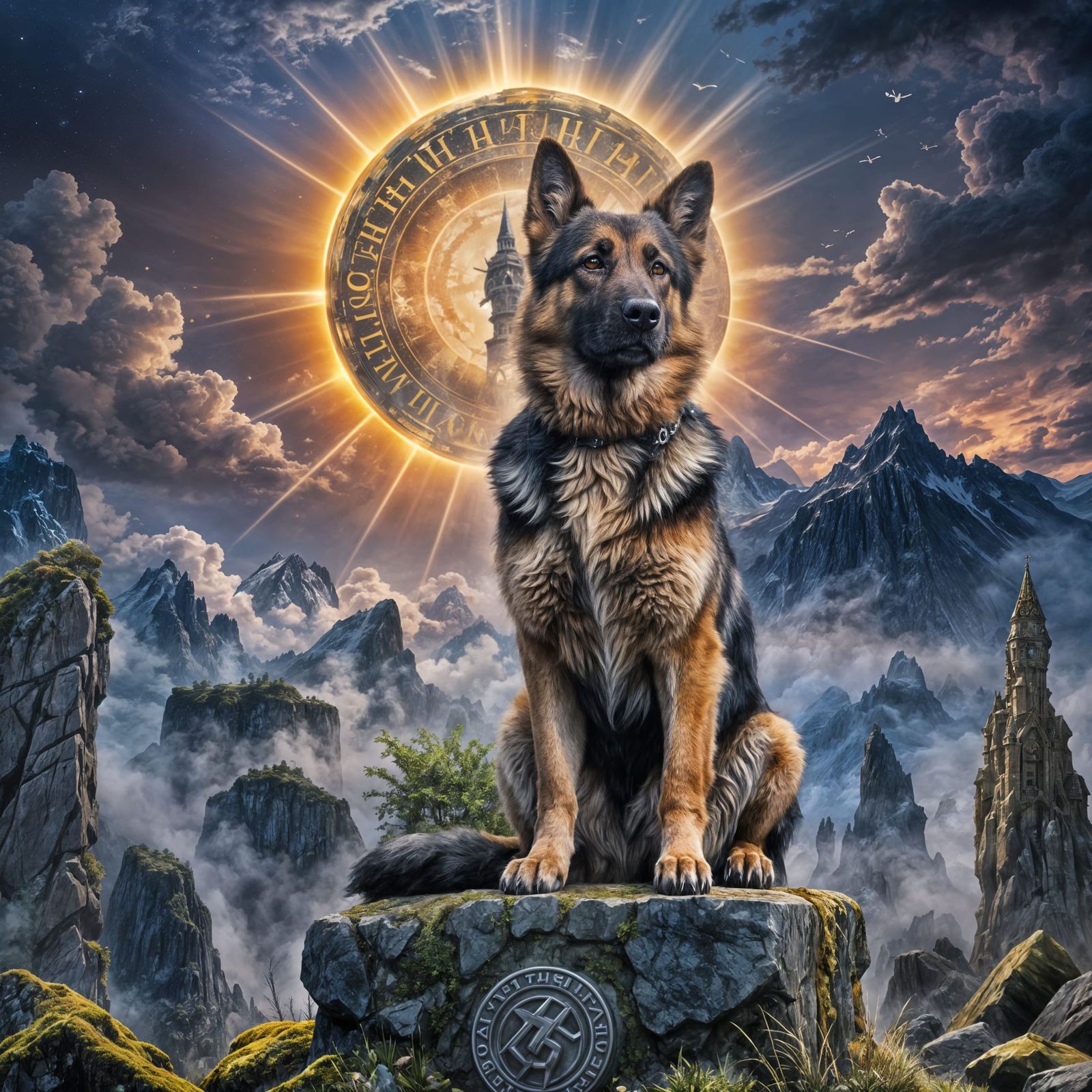 Detailed German Shepherd Matte Painting