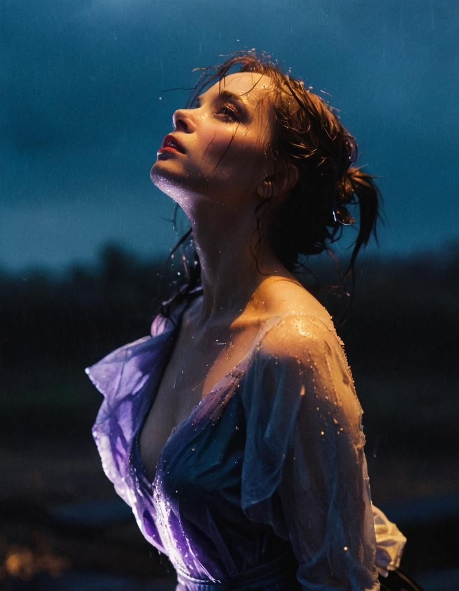 Gothic Expressionism: Lady in Rain, Dark Romantic Style