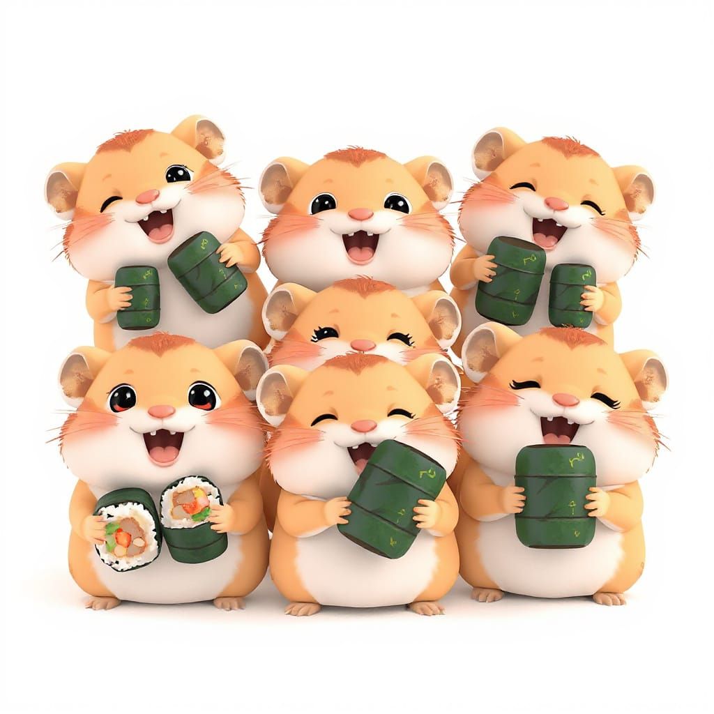 Hamsters with sushi