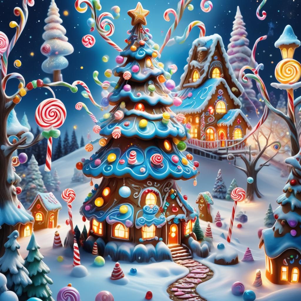 Candyland Christmas Tree in Winter Wonderland