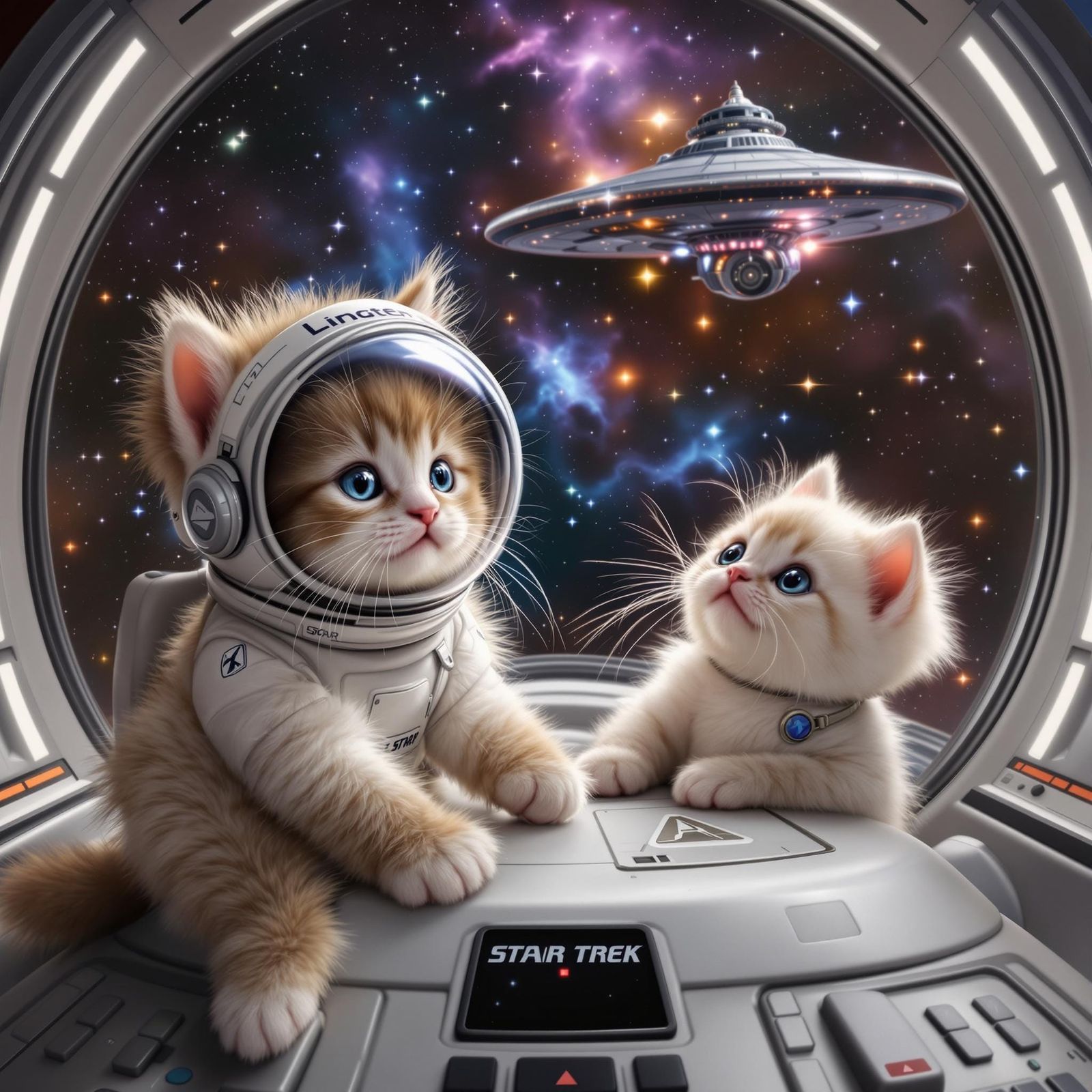 Playful Feline Space Explorers in Action