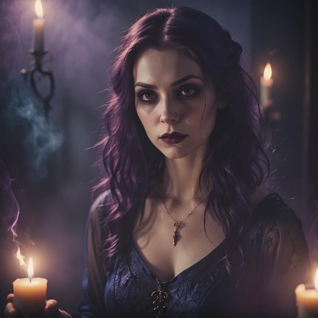 Vampiric Emo Woman with Intense Gaze