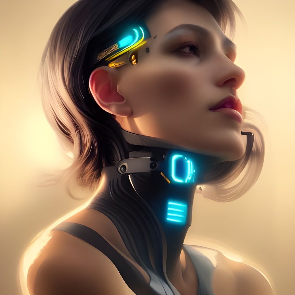 Cyberpunk Woman Portrait with Cybernetic Implants