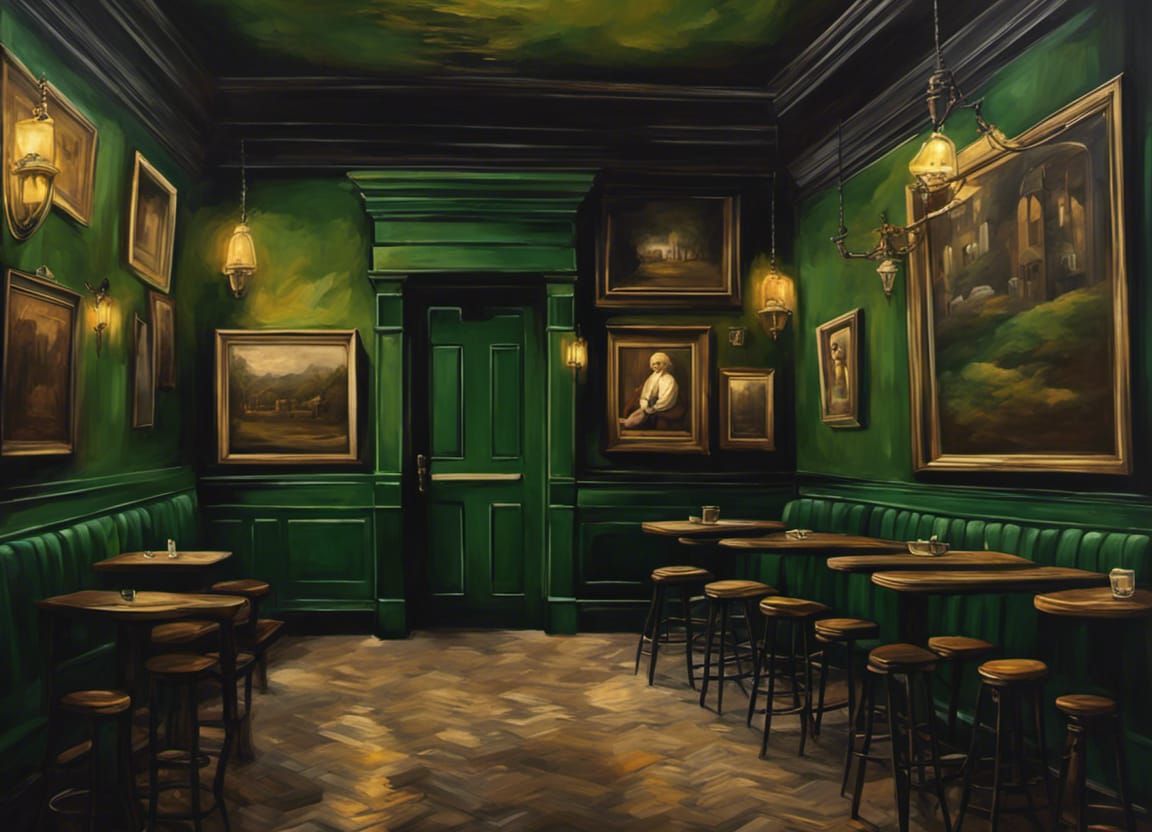 Aesthetic Irish Pub in Neoclassical Oil Painting Style