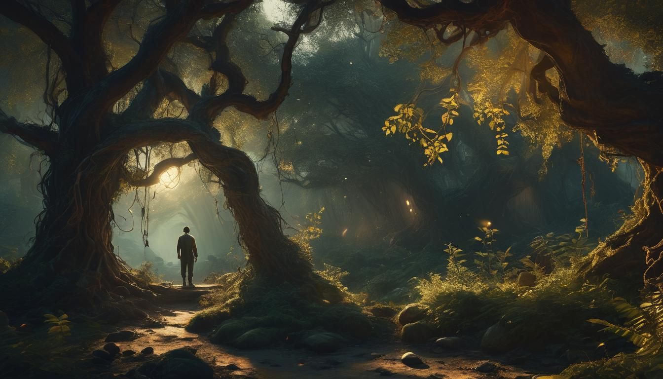 Mystical Forest Adventurer with Ancient Tome