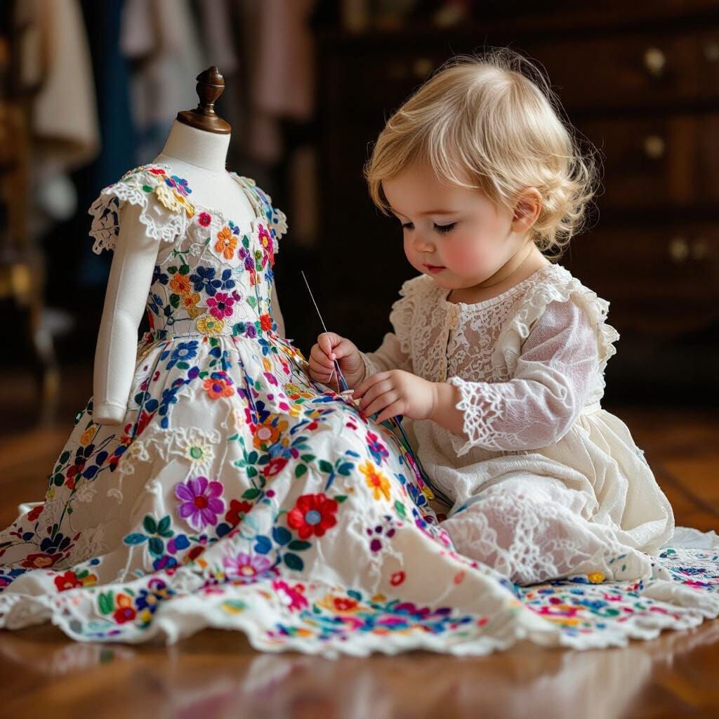 Thread Baby Sewing Gown in Dreamlike Style