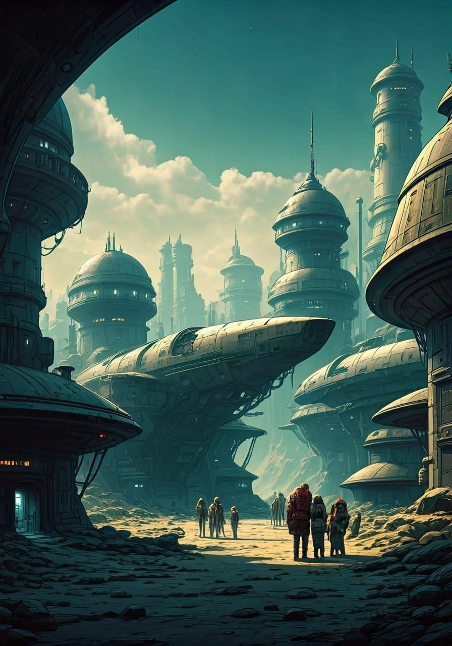 Extraterrestrial Settlement Built From Spaceships, Sci-Fi Ar...