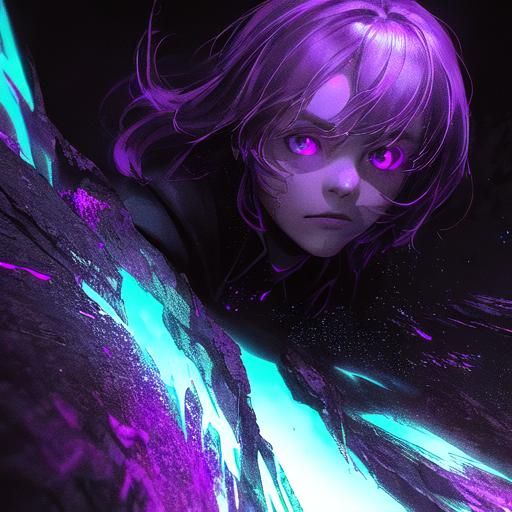 Cinematic View: Person Falling Through Glowing Cracks