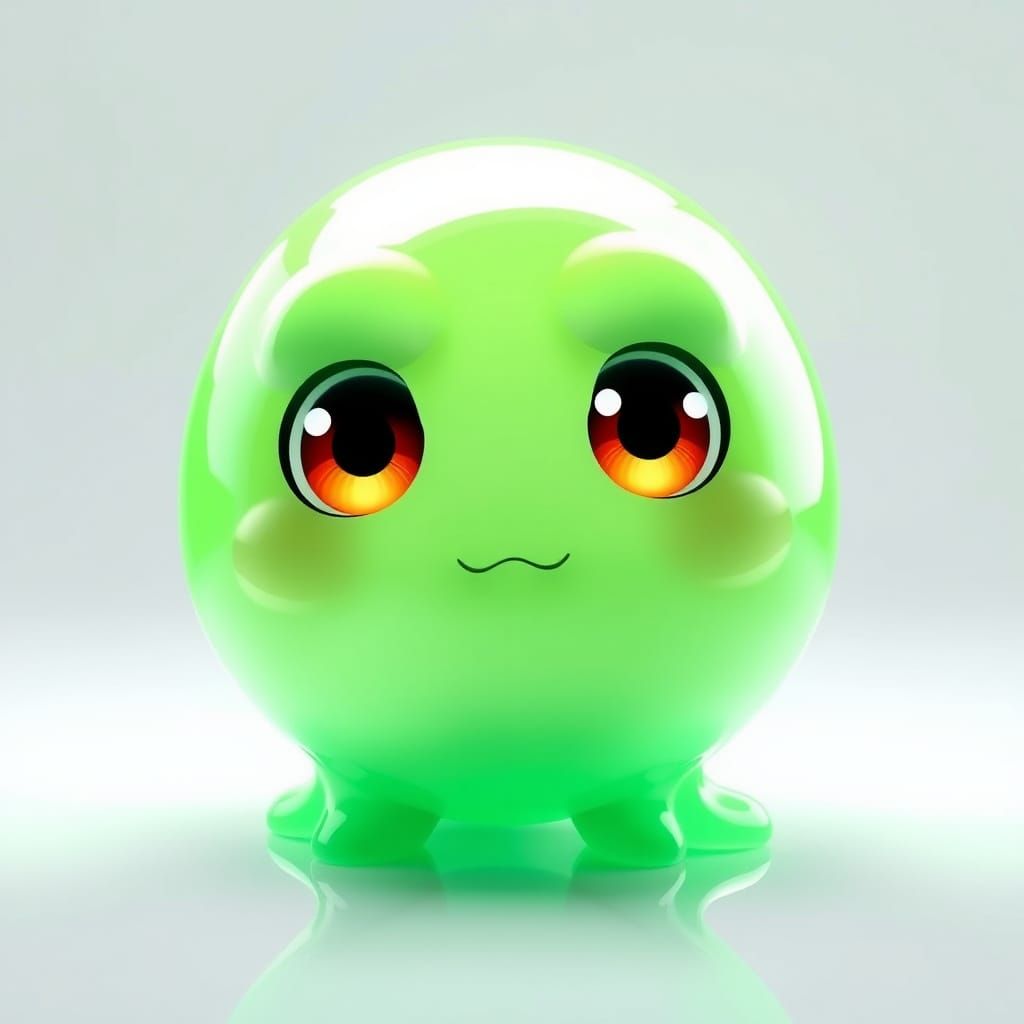 Genshin Impact Green Slime in Realistic CGI Style