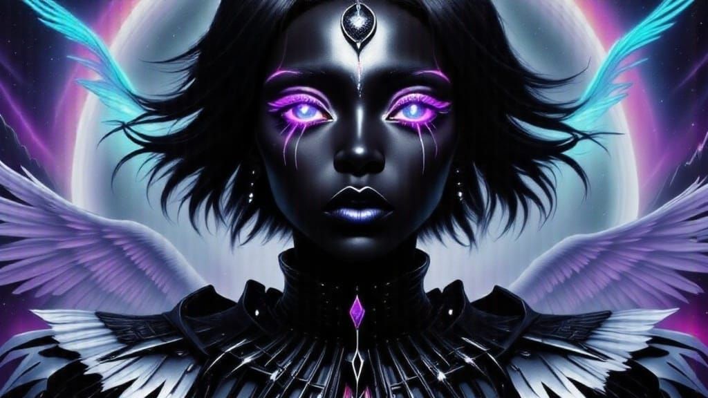 Cyberpunk Goddess of Love in Neon-Lit Apocalypse