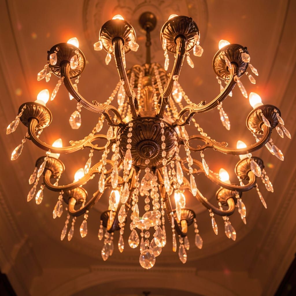 Ornate Chandelier with Dancing Lights in Photorealistic Styl...