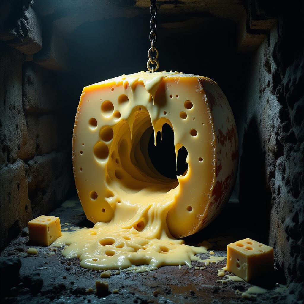 Grotesque Cheese Punishment Chamber: Eerie Macro Interior