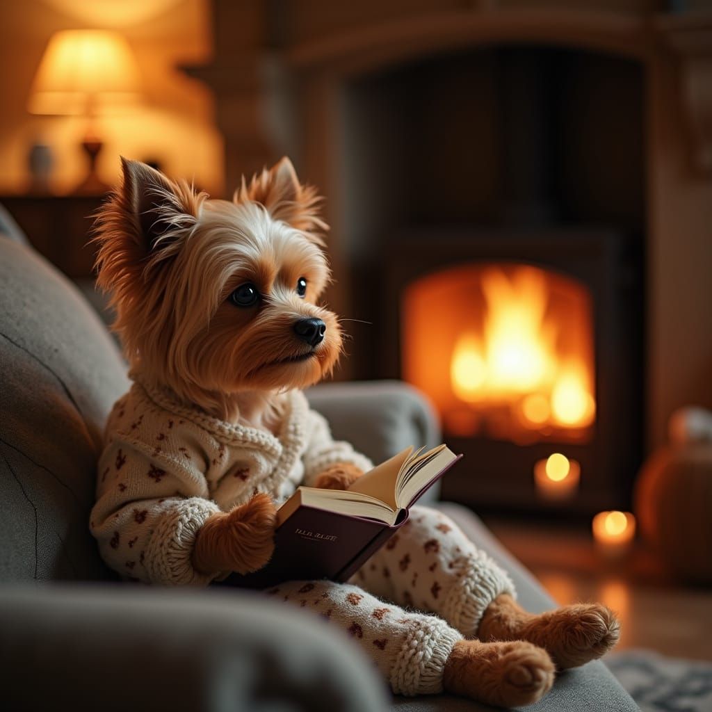 Cozy Country Night with Adorable Yorkie