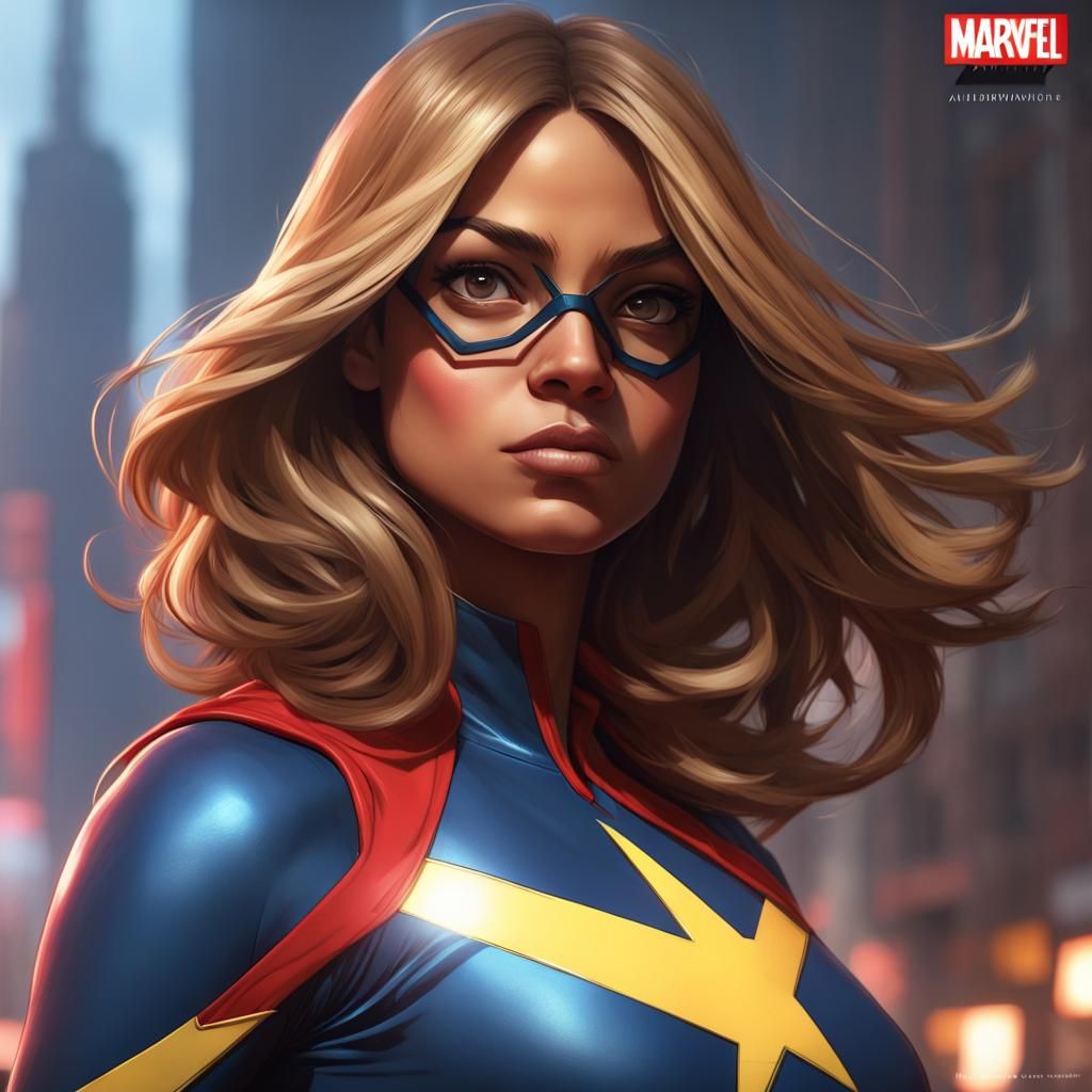 Ms. Marvel Inspired Portrait in Art Nouveau Style