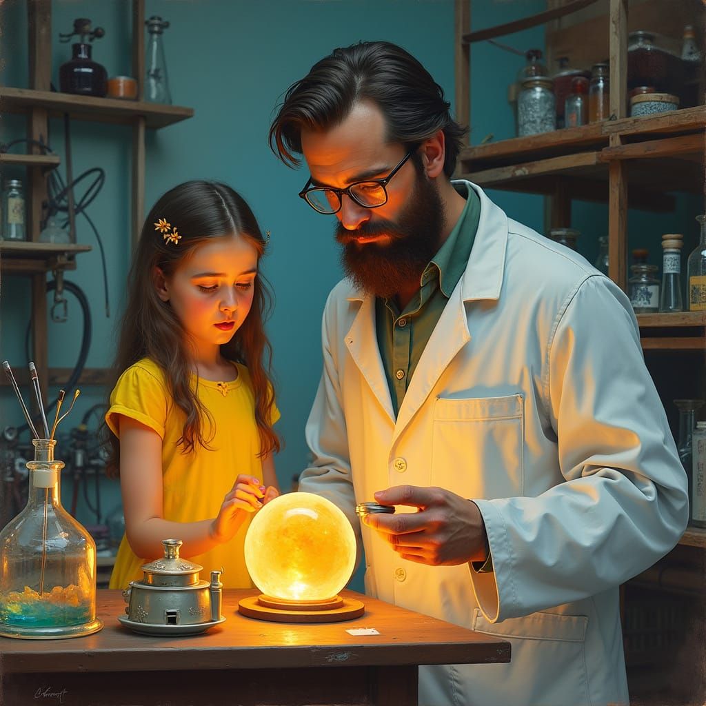 Father and Daughter's Prism Experiment, Rockwell Style