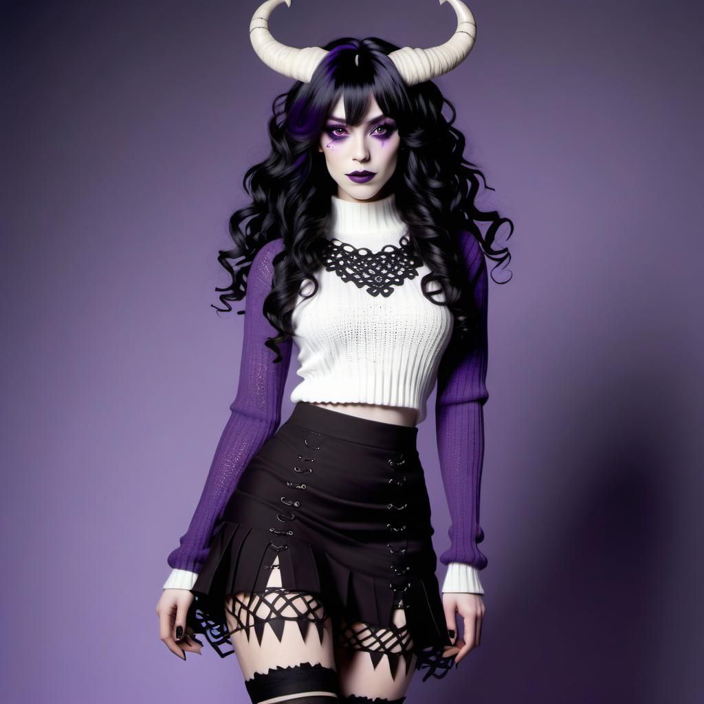 Monster Girl with Purple Markings and Dark Aura