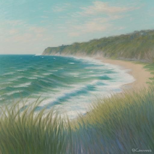 Impressionist Wave Crashing in Monet's Style