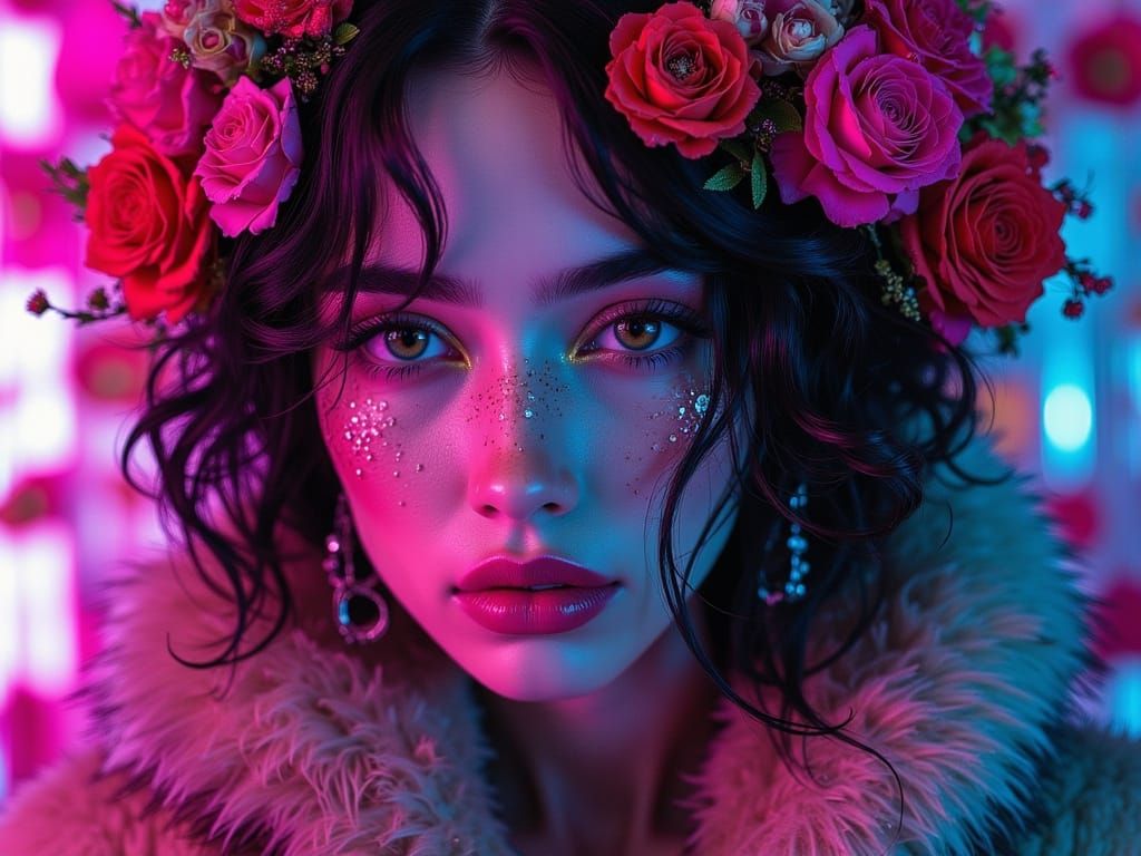 Badass Fortress Guardian in Magenta Neon Spotlight