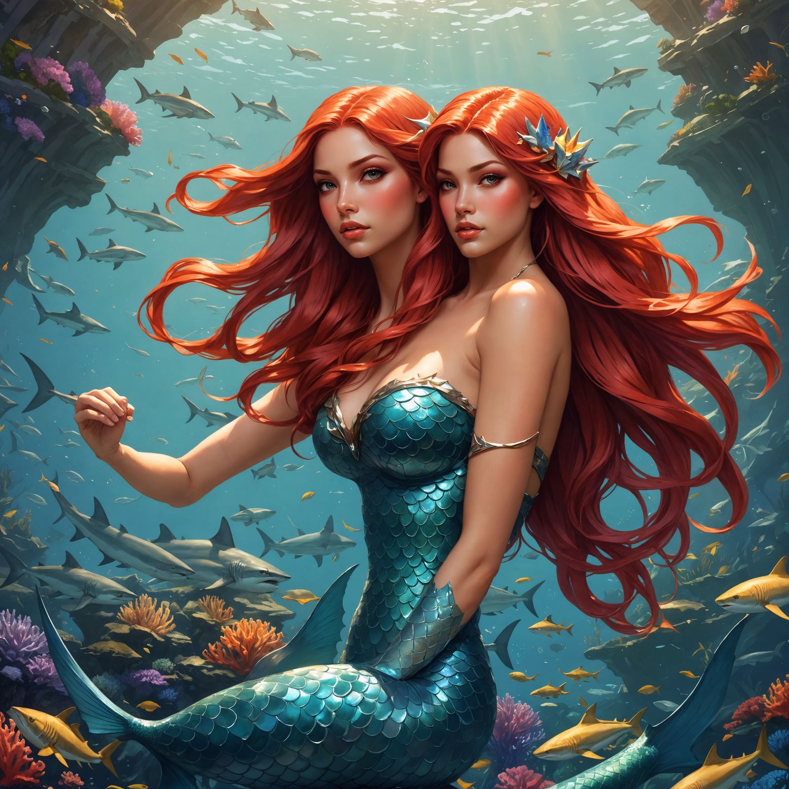 Shark Mermaid Portrait in Artgerm Style