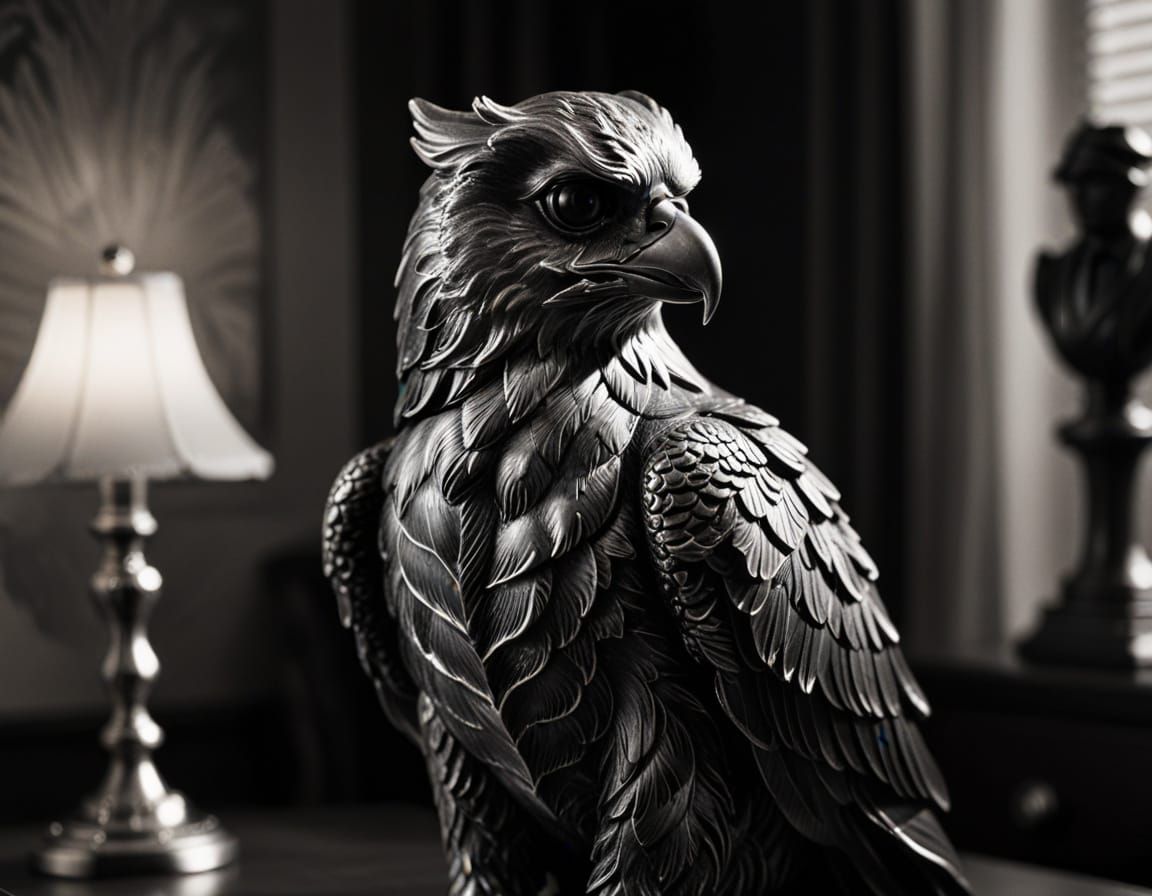 Maltese Falcon Statue in Film Noir Style
