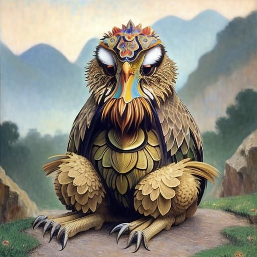 Cute Creature in Style of Klimt, Monet, Klee