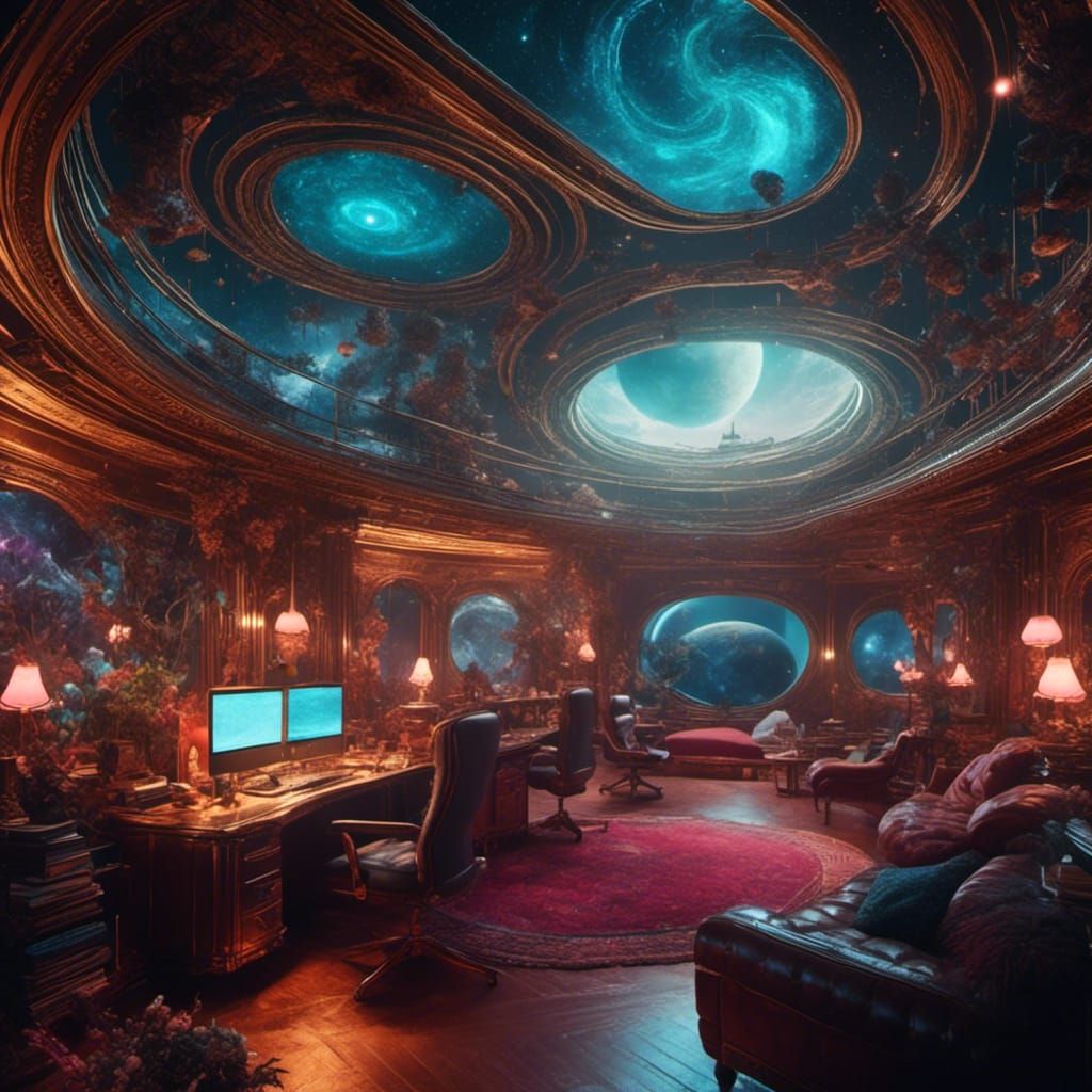 Retro Office Group Room: Digital Matte Painting