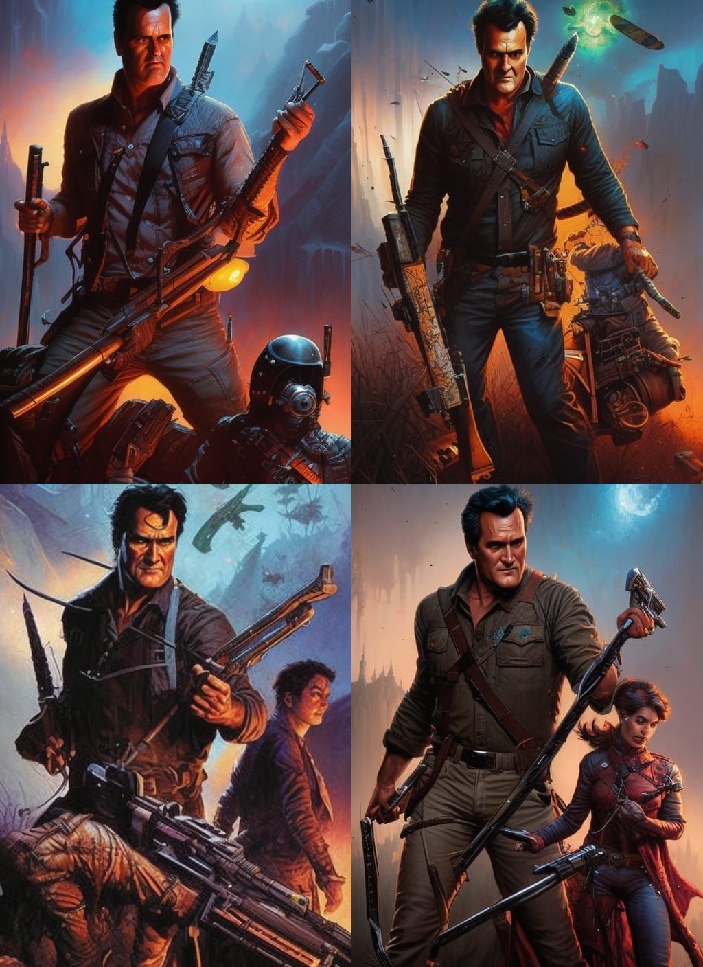 Ash Evil Dead Crayon Caricature: Hyperrealistic Comic Art