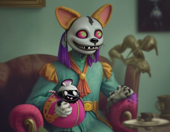 Horrifying Being with Magic Bag, Surreal Cursed Image