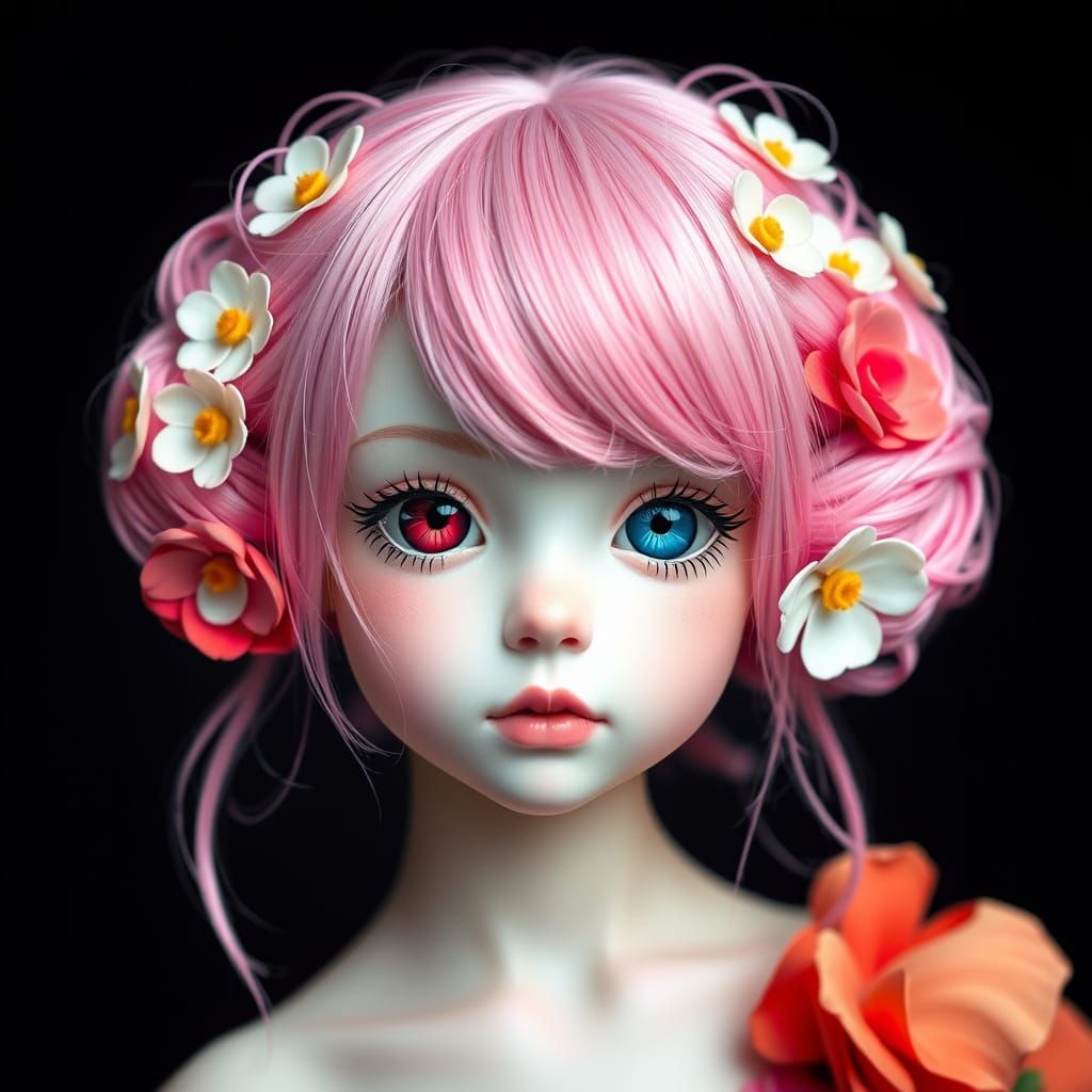 Pink-Haired Woman in Pop Surrealist Style